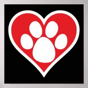 Póster Paw de Perro del Corazón (Oscuro)