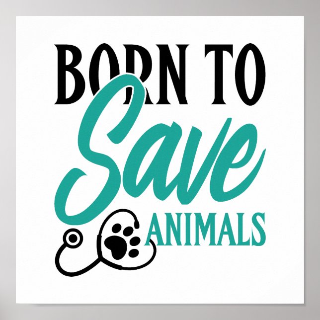 Póster Paw Print and Stethoscope Heart Graphic (Frente)