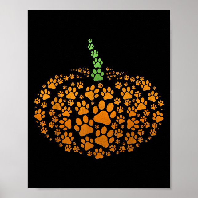 Póster Paw Print Pumpkin Halloween (Frente)