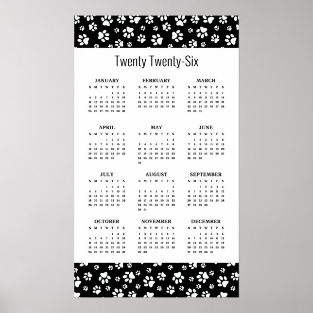 Póster Paw Prints Design 2026 Calendar Poster (Frente)