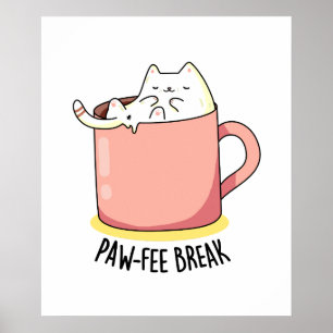 Póster Pawfee Rompe Gracioso Gato Gato Gatito En Un Café