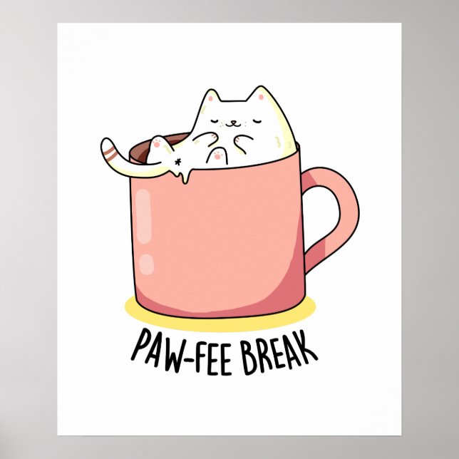 Póster Pawfee Rompe Gracioso Gato Gato Gatito En Un Café  (Frente)