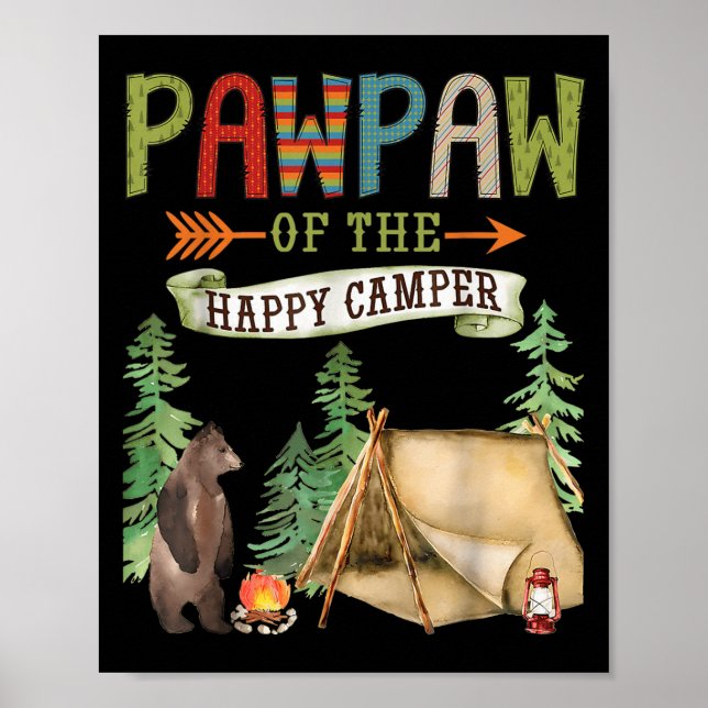 Póster Pawpaw Of The Happy Camper First Birthday Camng  (Frente)