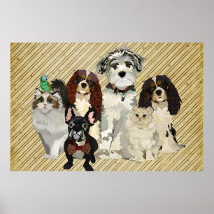 Póster Paws, Claws & Feathers Art Poster