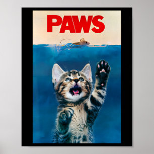 Póster Paws Funny Cat Parody Cat Lover Gift Kitten Shark