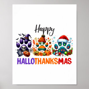 Póster Paws Happy Hallothanksmas Halloween Acción de Grac