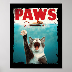 Póster Paws Parodian el ratón del gato Un gato cómico per