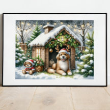 Paws y Claus - Navidades caninos saludan a Poster
