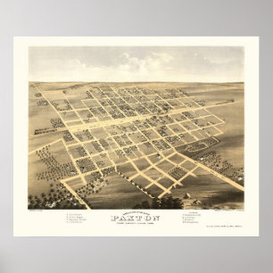 Póster Paxton, Mapa Panorámico IL - 1869