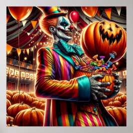 Póster Payaso aterrador con Halloween de Jack O' Lantern