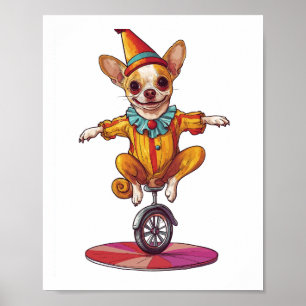 Póster Payaso Chihuahua � Perro Divertido de Circo
