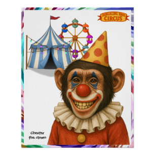 Póster payaso chimpancé Chester