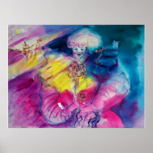 PÓSTER PAYASO CON BÚHO Y VIOLÍN