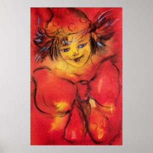 PÓSTER PAYASO CON LAZO ROJO