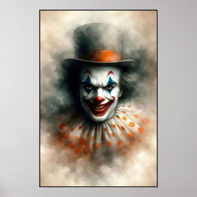 Póster Payaso de Acuarela Mirando a tu Alma (Frente)