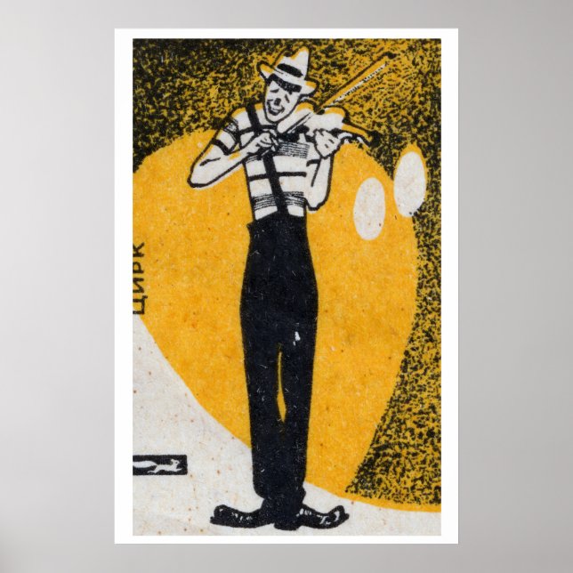 Póster Payaso de circo tocando violín Matchbox Art Print (Frente)