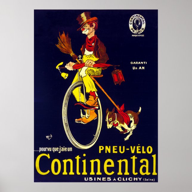 Póster Payaso de neumáticos de bicicleta continental de é (Frente)