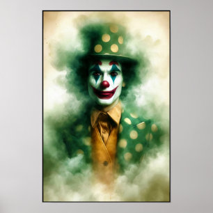 Póster Payaso Feliz de Acuarela Vintage con una Sonrisa A