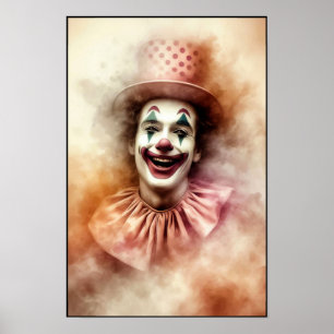 Póster Payaso Feliz de Acuarela Vintage con una Sonrisa A