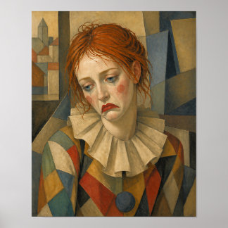 Póster Payaso Femenino Triste