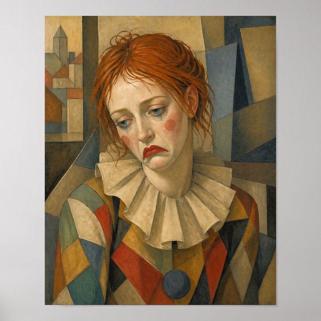 Póster Payaso Femenino Triste (Frente)