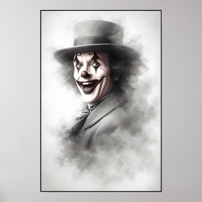 Póster Payaso Malvado Antiguo con Sombrero de Copa (Frente)