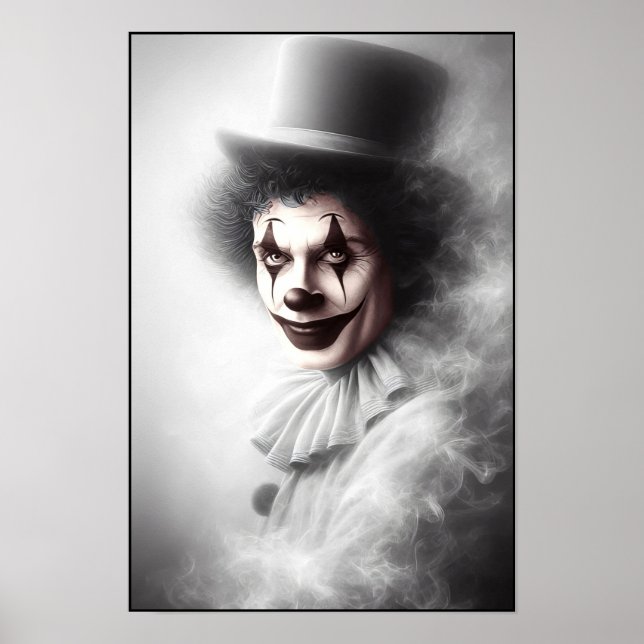 Póster Payaso Malvado Antiguo con Sombrero de Copa (Frente)