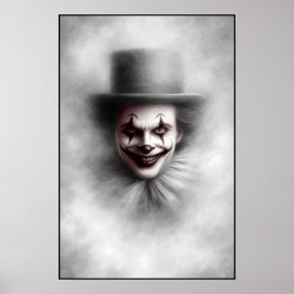 Póster Payaso Malvado Antiguo con Sombrero de Copa