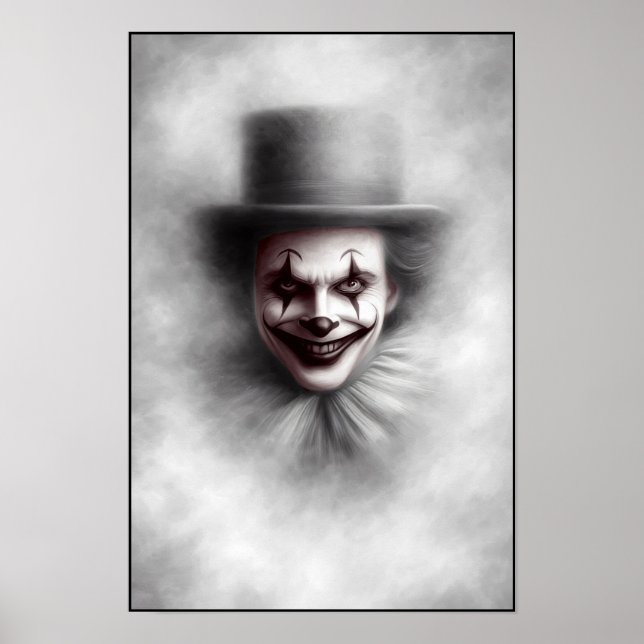 Póster Payaso Malvado Antiguo con Sombrero de Copa (Frente)
