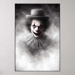 Póster Payaso Malvado Antiguo con Sombrero de Copa