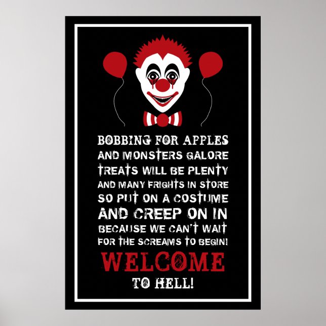 Póster Payaso malvado, bienvenida a Halloween (Frente)