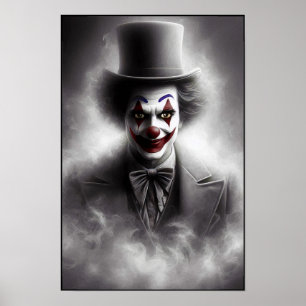 Póster Payaso Vintage Perturbado Con una Sonrisa Siniestr