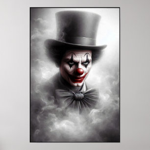 Póster Payaso Vintage Perturbado Con una Sonrisa Siniestr