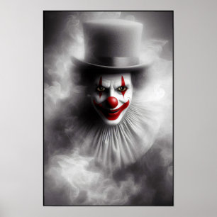 Póster Payaso Vintage Perturbado Con una Sonrisa Siniestr