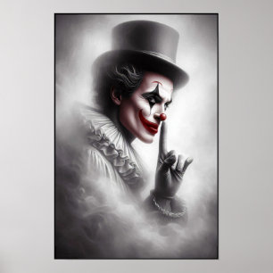 Póster Payaso Vintage Perturbado Con una Sonrisa Siniestr