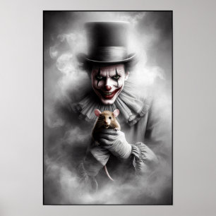 Póster Payaso Vintage Perturbado Con una Sonrisa Siniestr