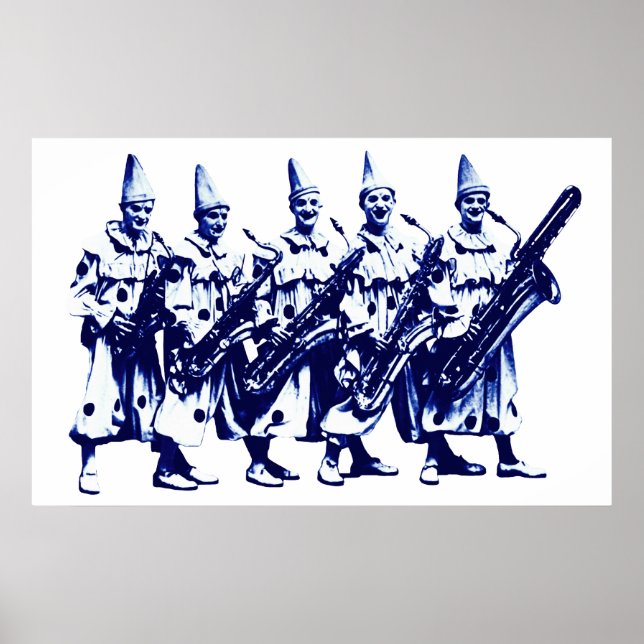Póster Payasos de jazz de 1920, azul (Frente)