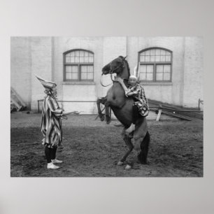 Póster Payasos y caballos de época