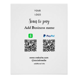 Póster Paypal Cashapp scan para pagar QR añadir nombre de