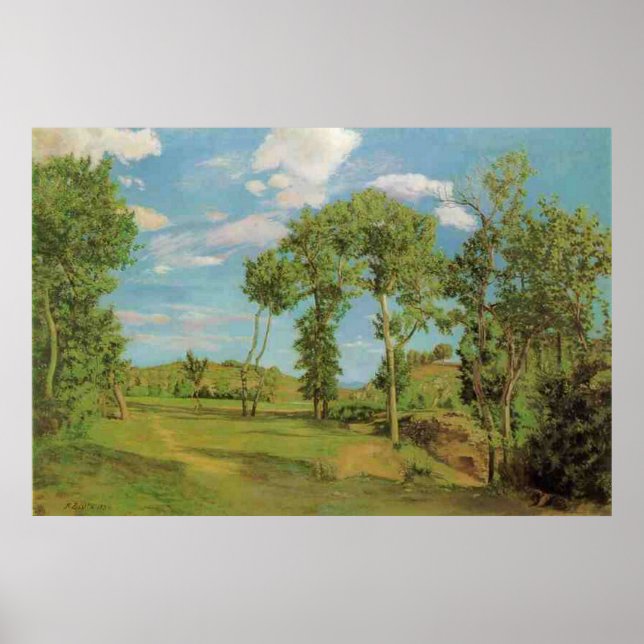 Póster Paysage au bord du Lez de Frédéric Bazille (Frente)