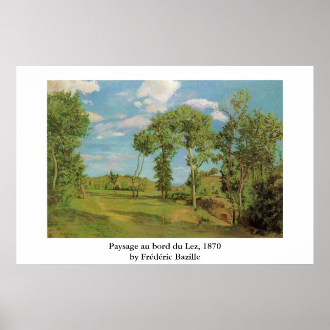 Póster Paysage au bord du Lez de Frédéric Bazille (Frente)