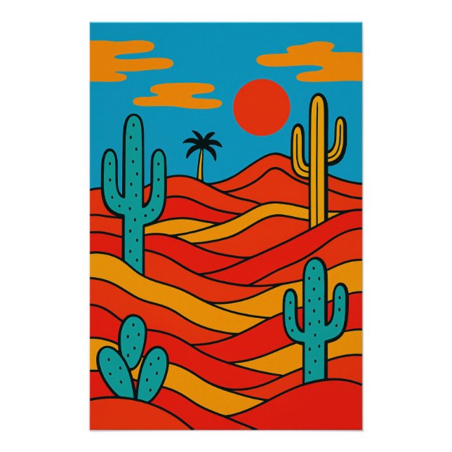 Póster Paysage Désertique Abstrait Géométrique (Anverso)