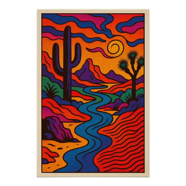 Póster Paysage Désertique Psychédélique (Anverso)