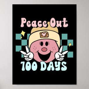 Póster Paz 100 Días De Sonrisa Escolar Face Retro Groo