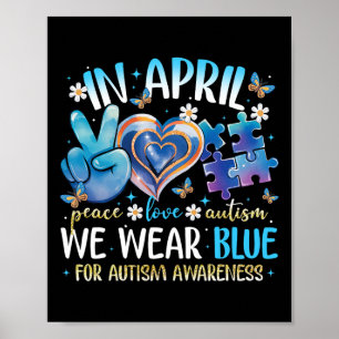 Póster Paz Amar El Autismo Conciencia En Abril Usamos Azu