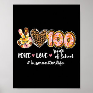 Póster Paz Amor 100 Días De Monitor De Autobús Escolar Le