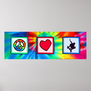Póster Paz, amor, andando en monopatín
