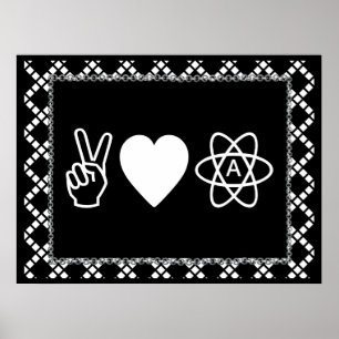 Póster Paz amor ateísmo