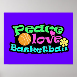 Póster Paz, amor, baloncesto; retro