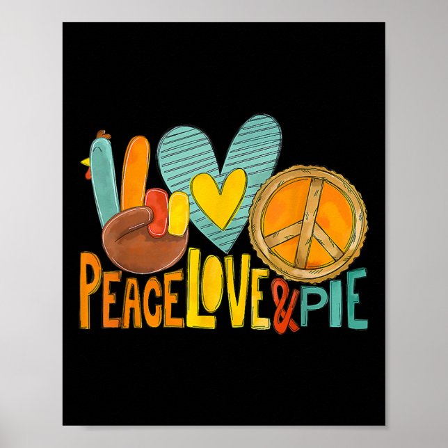 Póster Paz Amor Calabaza Pie Turquia Diversión Día de Acc (Frente)